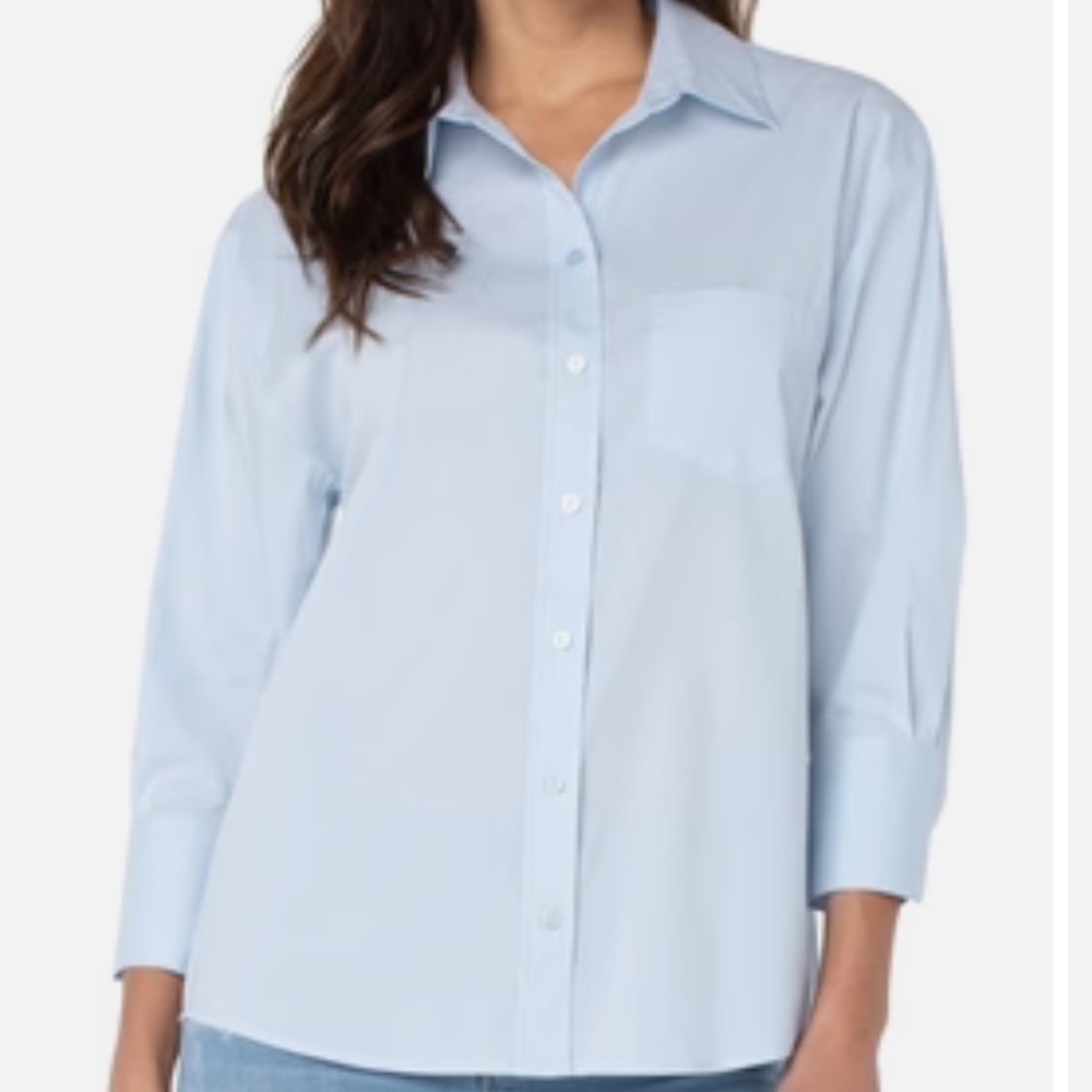 Liverpool Los Angeles Blue Oversized Classic Button Down